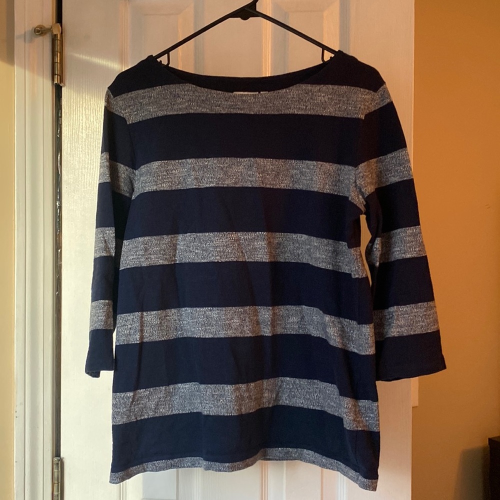 croft&barrow quarter sleeve cotton striped shirt
